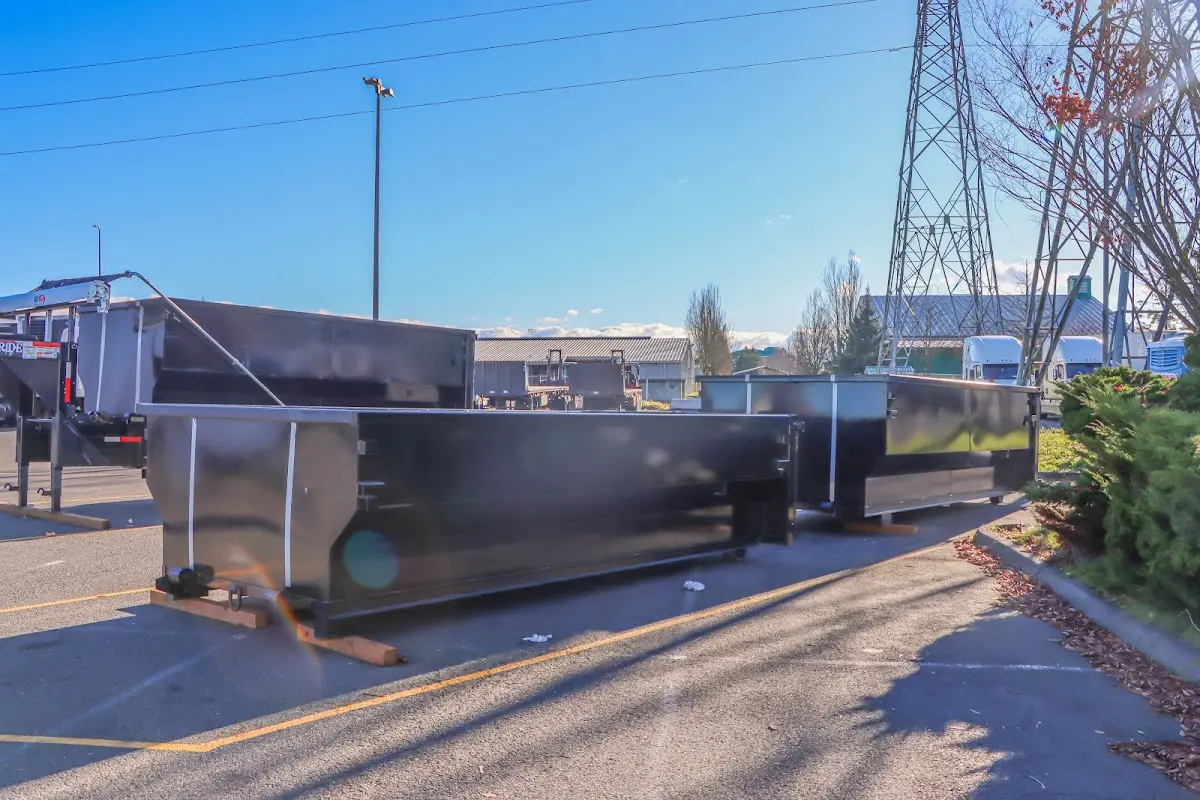 Roll-off dumpster ready for waste disposal at job site for 6 Yard Dumpster Rental in Delran